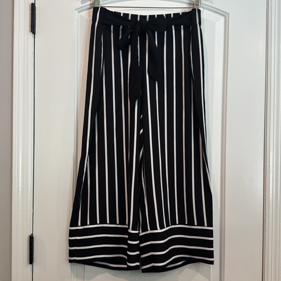 🔵 INC International Concepts Black and White Wide Leg Crop Pants Sz Petite Large - Picture 5 of 9